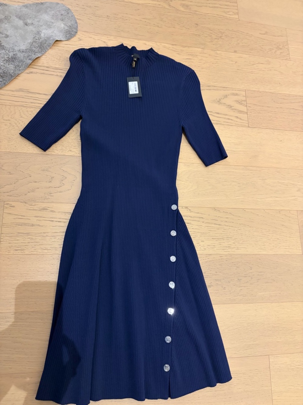 MAJE Rosea studded stretch-knit mini dress in Marine - Picture 3 of 4